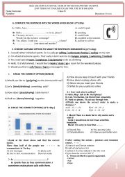 English Worksheet: The exam for the 8th graders-Internet/Advaneture/On the Phone