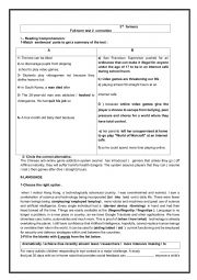 English Worksheet:  full term test 2 correction  3rd form