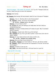English Worksheet: Module 5 Lesson 2 Eating Out