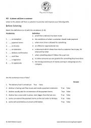 English Worksheet: A customer phone call