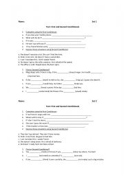 English Worksheet: First and second conditional test
