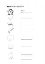 English Worksheet: School Objects