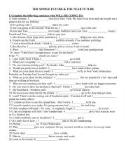 English Worksheet: THE SIMPLE FUTURE & THE NEAR FUTURE