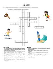 English Worksheet: Sports crossword