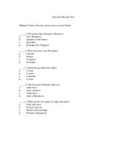 English Worksheet: Executive Branch Test