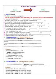 English Worksheet: Cause and Effect