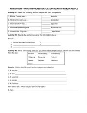 English Worksheet: famous people