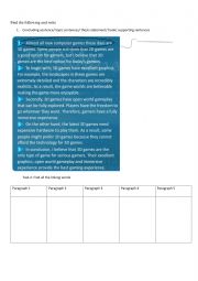 English Worksheet: opinion essay worksheet