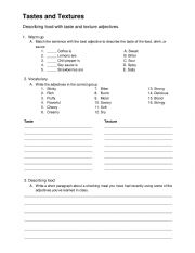 English Worksheet: Tastes and Textures Adjectives