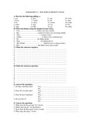 English Worksheet: simple present