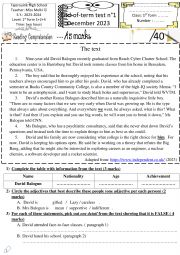 English Worksheet: end of term test 1 for 1st form    