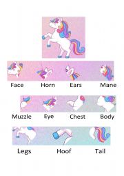 English Worksheet: Unicorn body parts