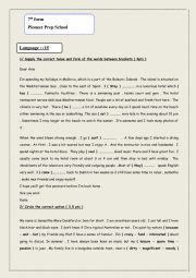 English Worksheet: 7th form term 1 review