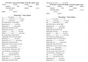 English Worksheet: Bang Bang - Nancy Sinatra, past simple 