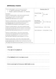 English Worksheet: Impersonal Passive