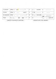 English Worksheet: short test identity questions and answers