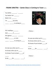 English Worksheet: Santa Claus is Coming to Town (FRANK SINATRA) lyrics with gaps