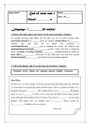 English Worksheet: end of term test n 1 7th form