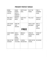 English Worksheet: present perfect bingo