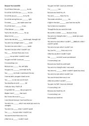 Song fill in the gaps - ESL worksheet by imara1234