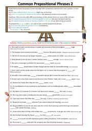 English Worksheet: Prepositional Phrases 2