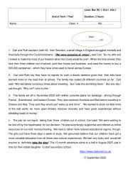 English Worksheet: Bac End of term 1 Test   Scientific branches