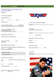 English Worksheet: Top Gun listening and Grammar