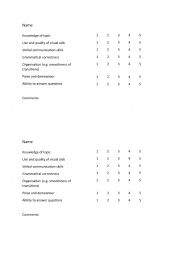 English Worksheet: Peer Evaluation