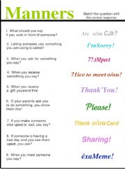 English Worksheet: Manners