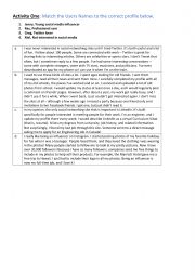 English Worksheet: Reading for Gist on the Subject of Social Media