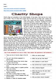 English Worksheet: charity shops