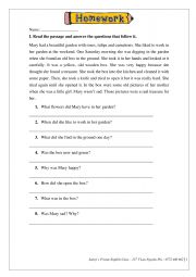 Practice test for Reading comprehension past simple 