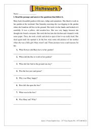 English Worksheet: Practice test for Reading comprehension past simple 