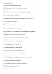English Worksheet: Rewrite exercises with present modals