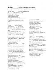English Worksheet: If today was your last day