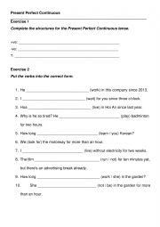 English Worksheet: Present Perfect Continuous Tense Review