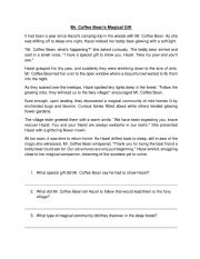 English Worksheet: Short reading with a nice story