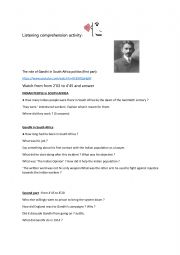 English Worksheet: The role of Gandhi in South Africa 