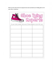 English Worksheet: Shoe tying