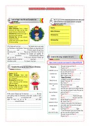 English Worksheet: Christmas reading and song