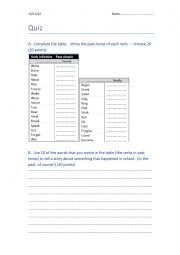 English Worksheet: irregular verbs - past tense review of word families:  
