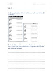 irregular verbs - past tense review of word families:  