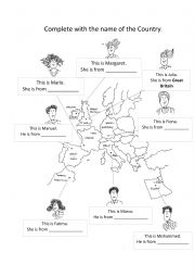 English Worksheet: Where are they from?