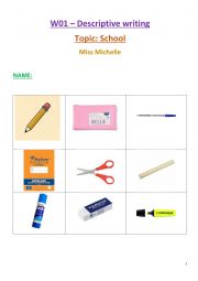 School stationery key vocabulary