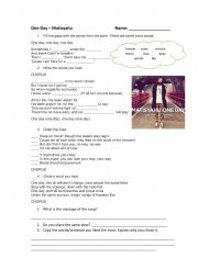 One Day Song Worksheet