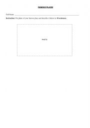 English Worksheet: Describe a Famous Place in 10 sentences