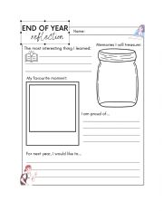 English Worksheet: End of year reflection