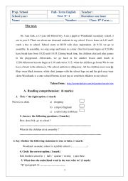 English Worksheet: 8th form end of term test 1