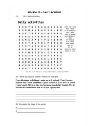 English Worksheet: Daily routine