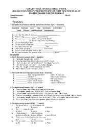 English Worksheet: elemantary quiz